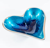 Brushed Aqua Extra Small Heart Dish 10cm