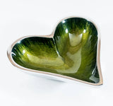 Brushed Green Extra Small Heart Dish 10cm
