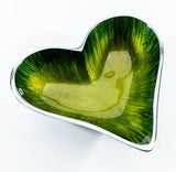 Brushed Green Small Heart Dish 15cm