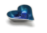 Brushed Aqua Small Heart Dish 15cm